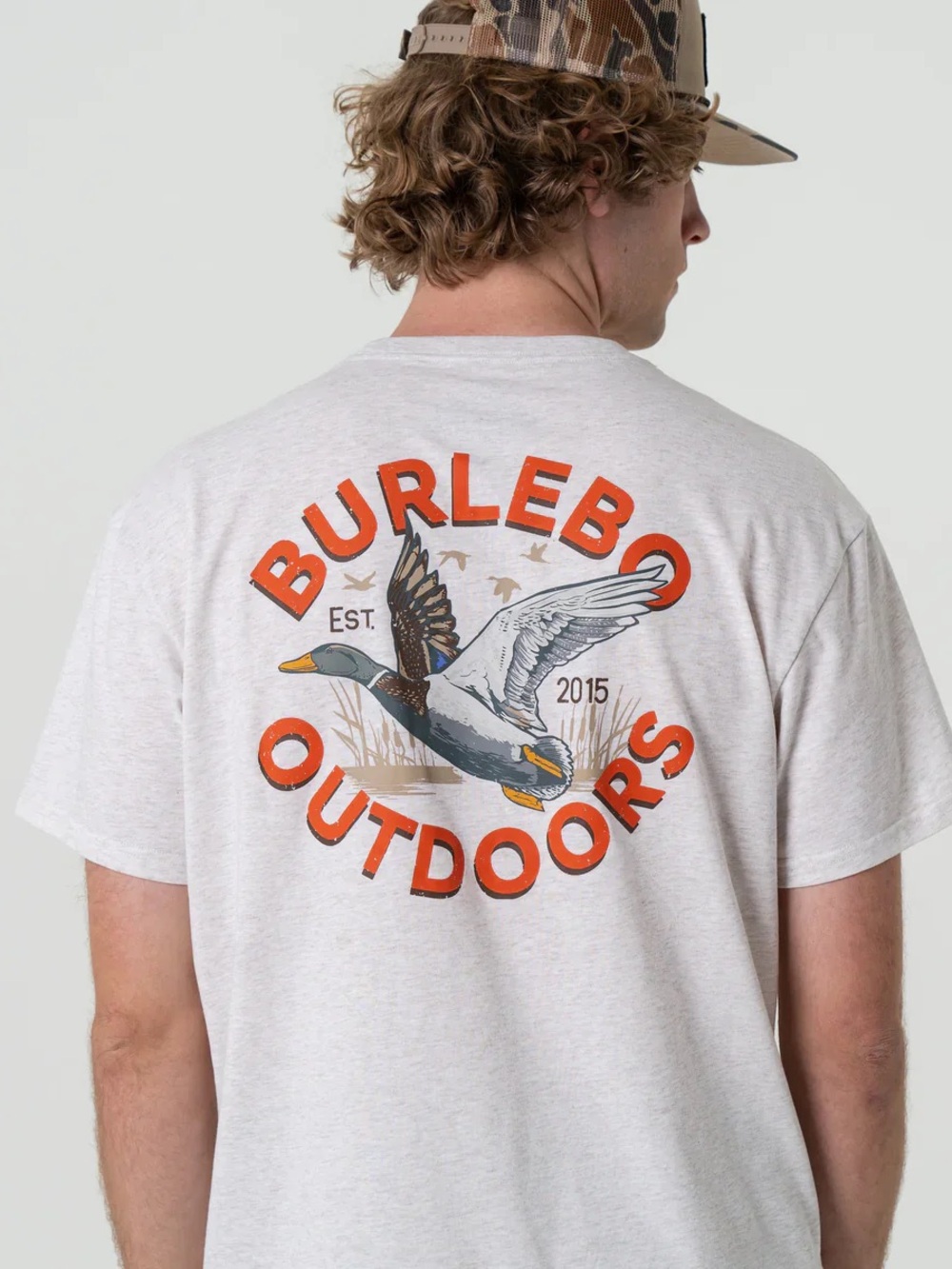 BURLEBO White Tee with Orange 'BURLEBO OUTDOORS' and Duck Graphic